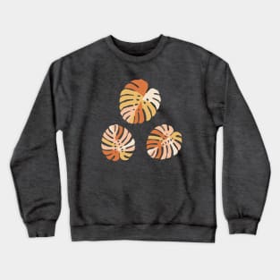 Color Block Monstera Leaves in Rust Crewneck Sweatshirt